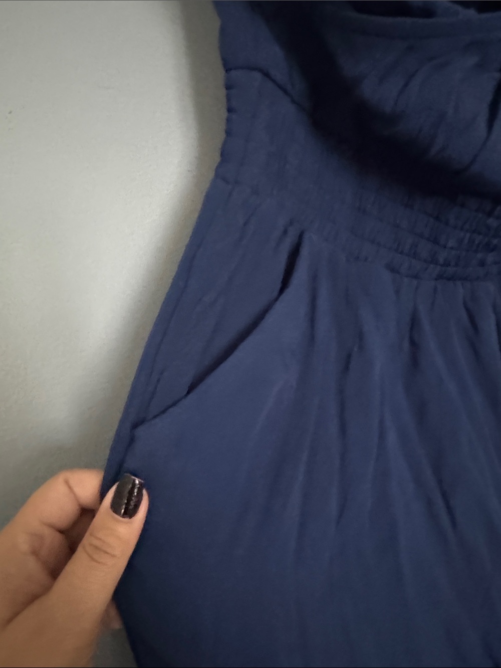 Prana Navy Strapless Smocked Jumpsuit - Picture 6 of 10
